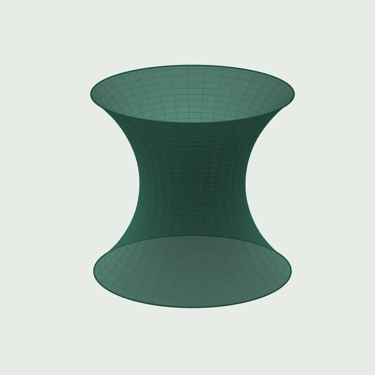 Mathematical rendering of a catenoid, a minimal surface of revolution with two circular boundary curves