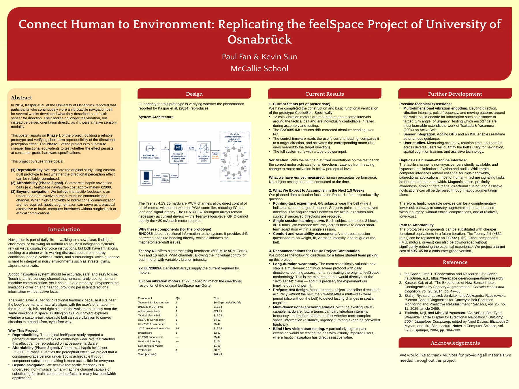 Research poster: CopilotBelt: replicating the feelSpace platform